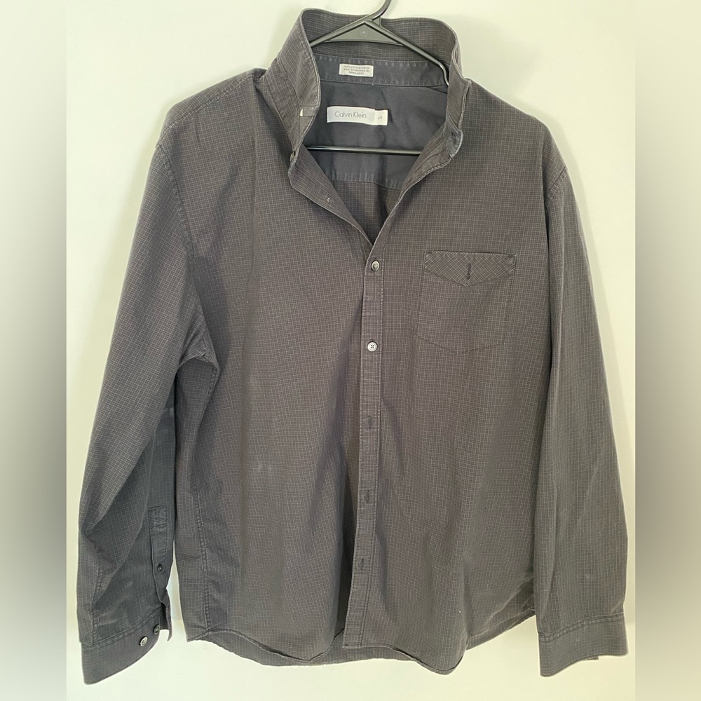 Calvin Klein Mens Charcoal Dress Shirt